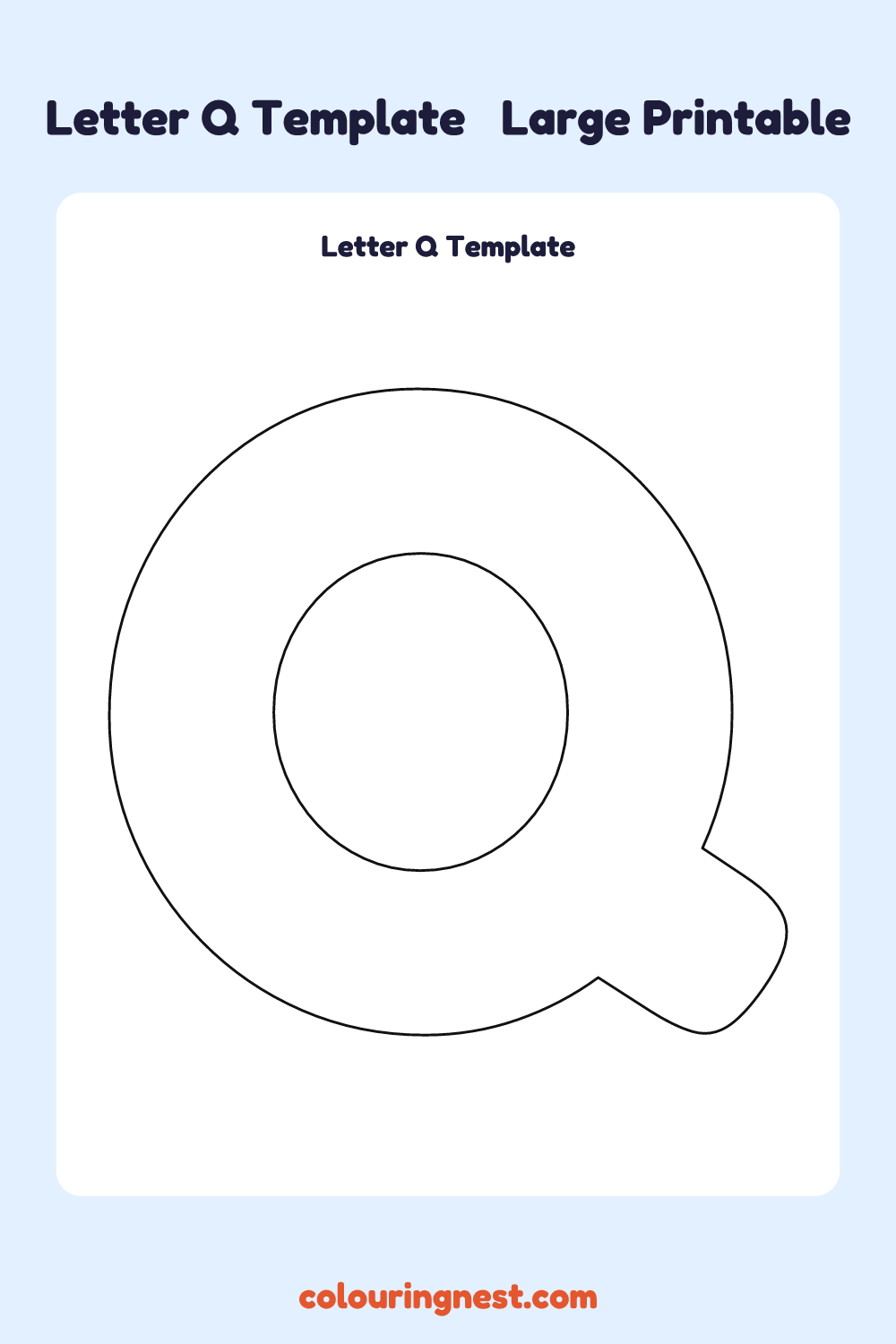 Letter Q template: large printable Letter Q outline to cut out