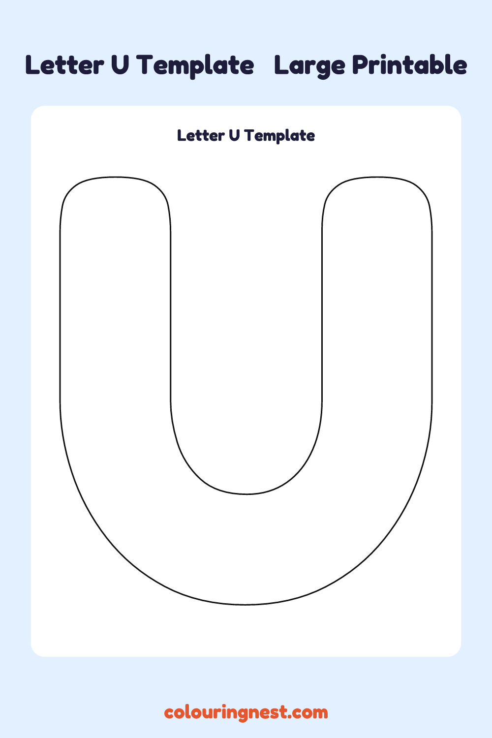 Letter U template: large printable Letter U outline to cut out