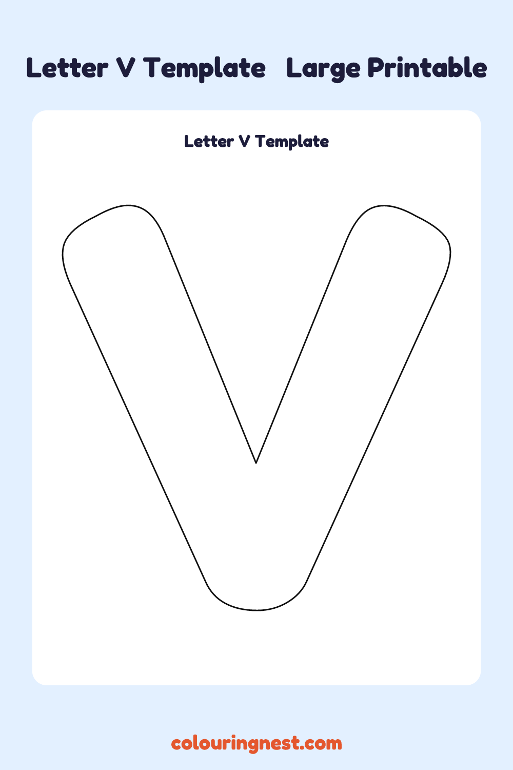 Letter V template: large printable Letter V outline to cut out