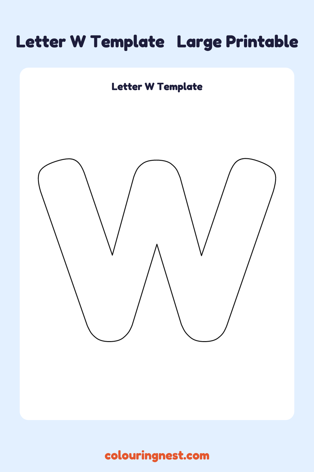 Letter W template: large printable Letter W outline to cut out
