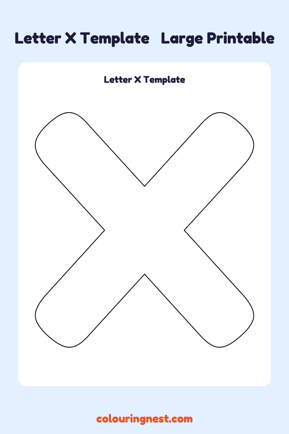 Letter X template: large printable Letter X outline to cut out
