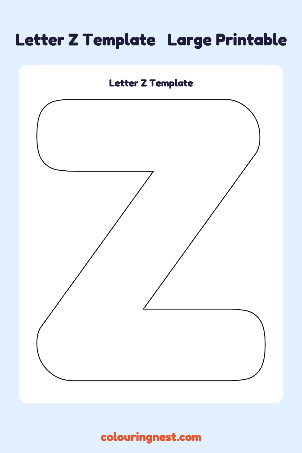 Letter Z template: large printable Letter Z outline to cut out