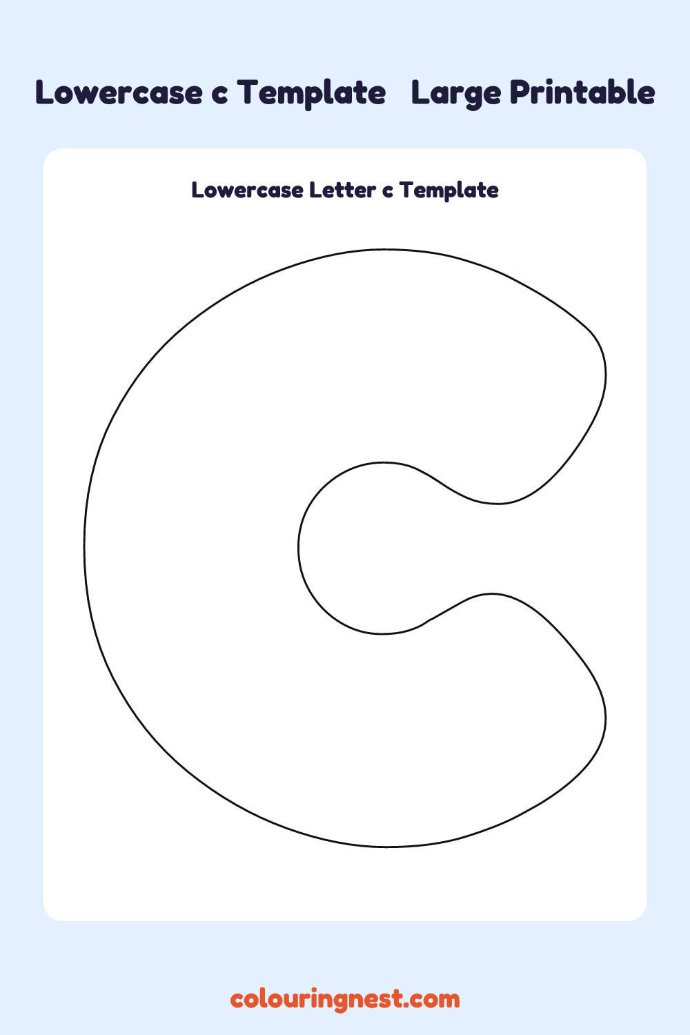 Lowercase Letter c template: large printable lowercase c outline to cut out
