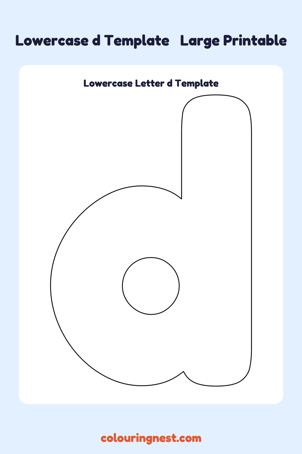 Lowercase Letter d template: large printable lowercase d outline to cut out