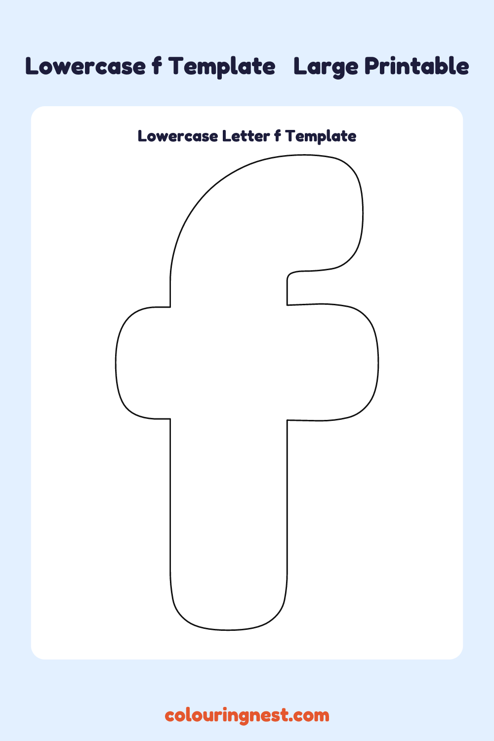 Lowercase Letter f template: large printable lowercase f outline to cut out