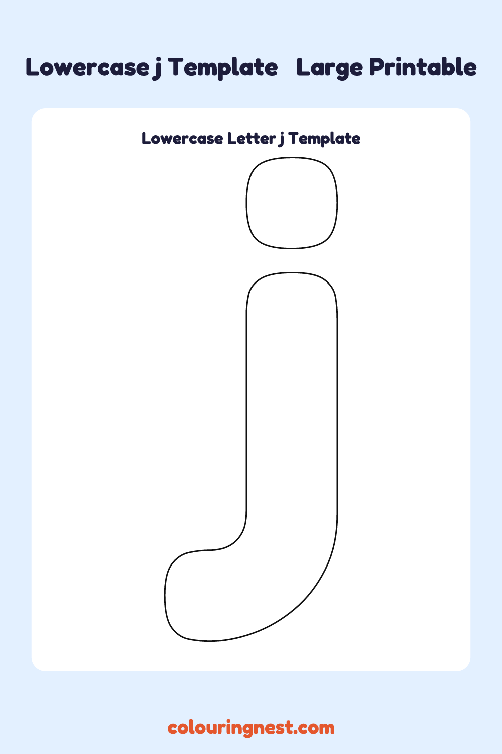Lowercase Letter j template: large printable lowercase j outline to cut out