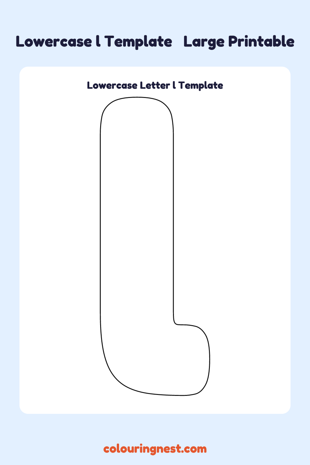 Lowercase Letter l template: large printable lowercase l outline to cut out