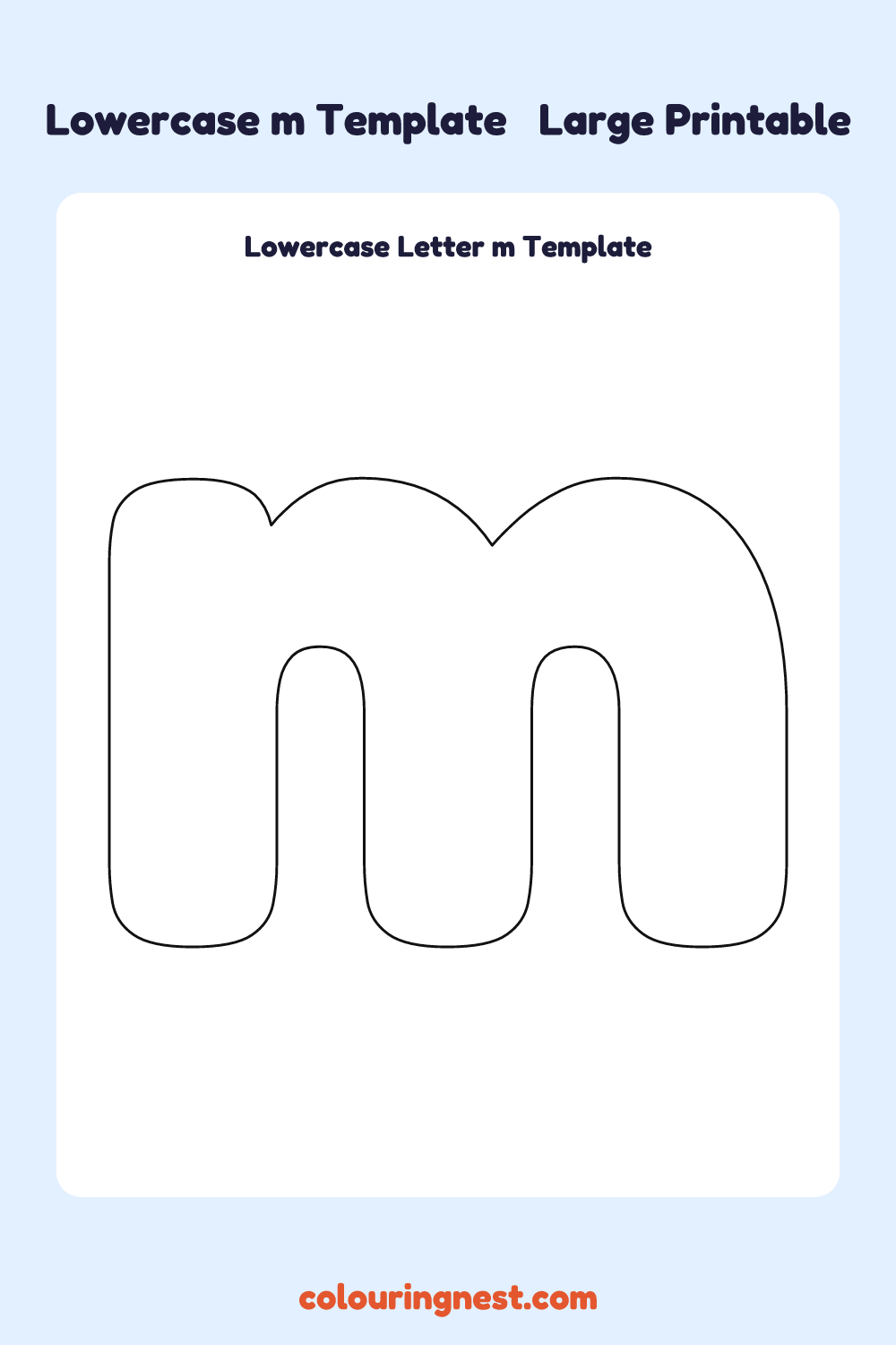 Lowercase Letter m template: large printable lowercase m outline to cut out