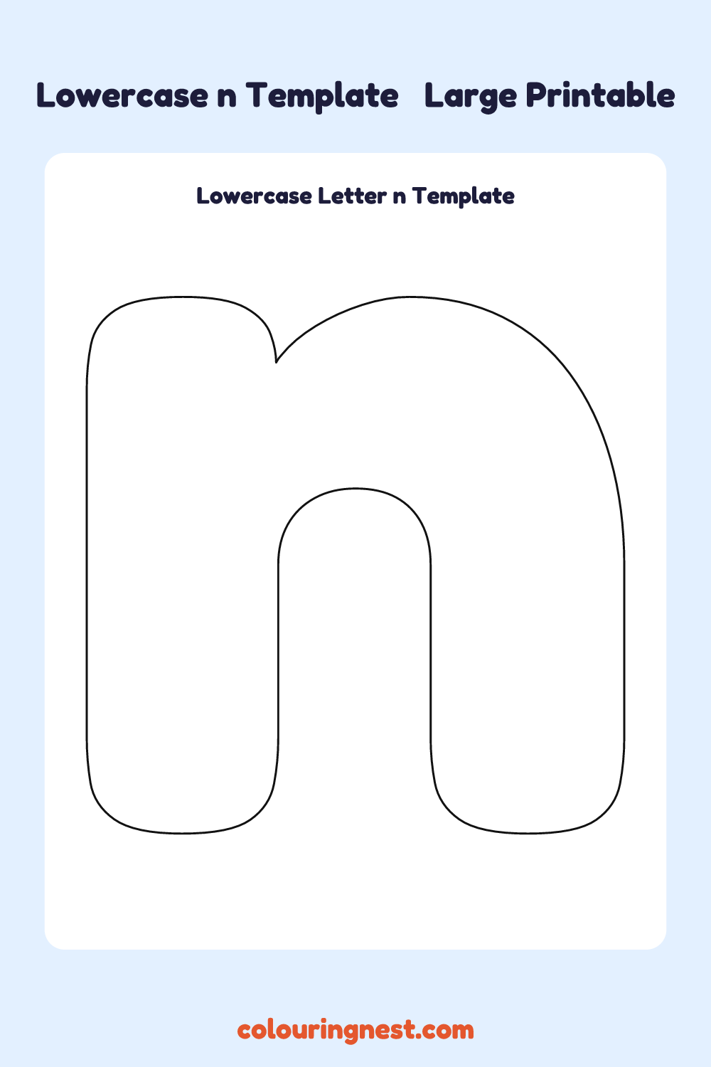 Lowercase Letter n template: large printable lowercase n outline to cut out