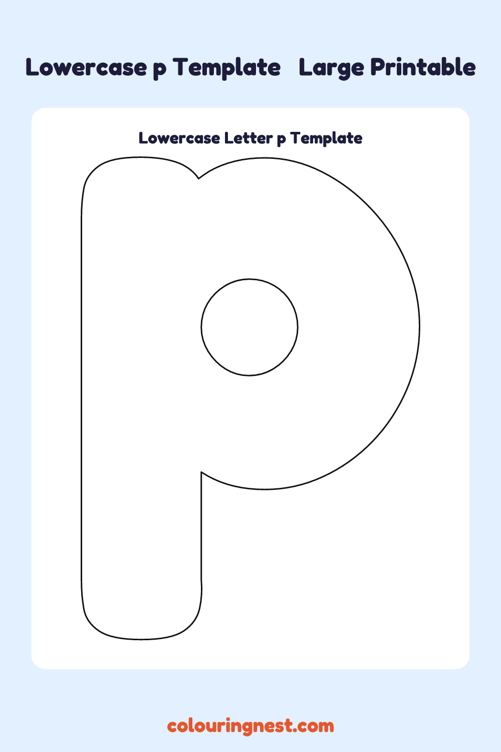 Lowercase Letter p template: large printable lowercase p outline to cut out