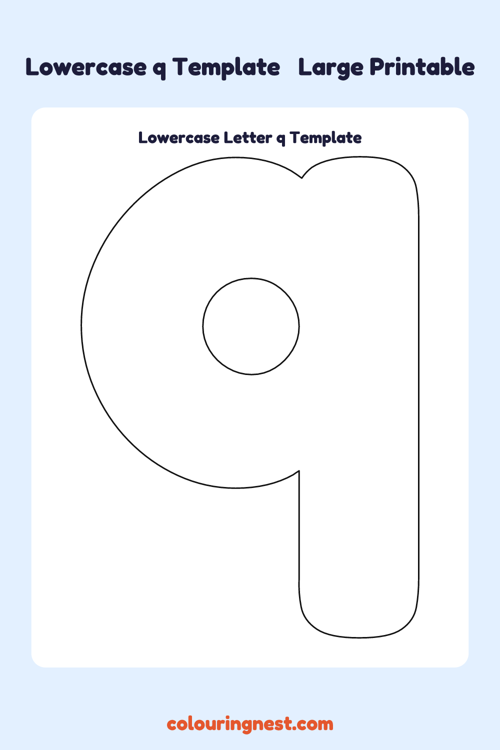 Lowercase Letter q template: large printable lowercase q outline to cut out