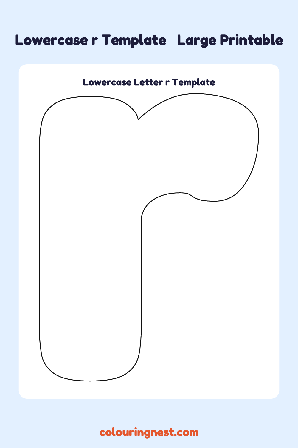 Lowercase Letter r template: large printable lowercase r outline to cut out