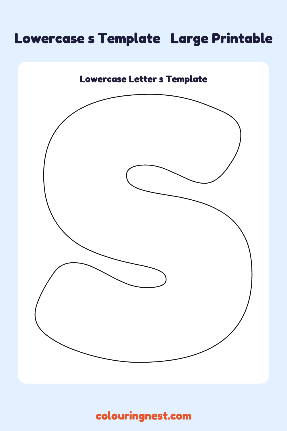 Lowercase Letter s template: large printable lowercase s outline to cut out