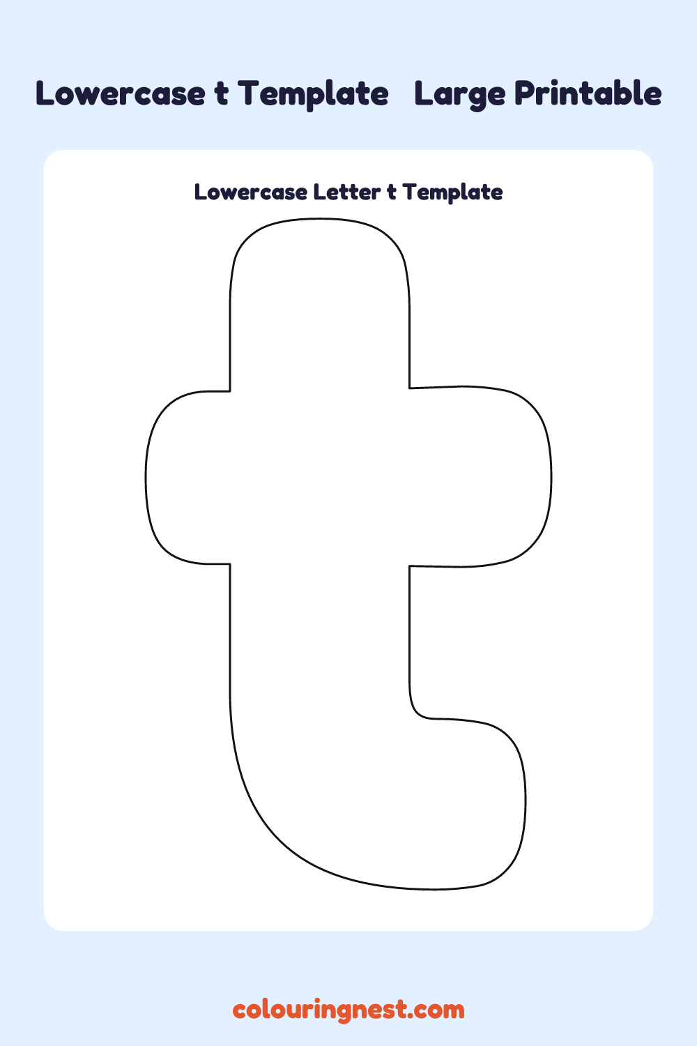 Lowercase Letter t template: large printable lowercase t outline to cut out
