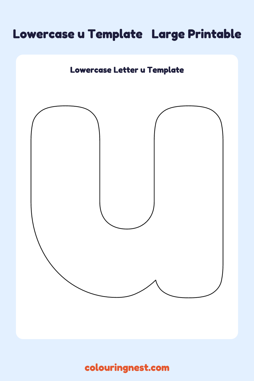 Lowercase Letter u template: large printable lowercase u outline to cut out