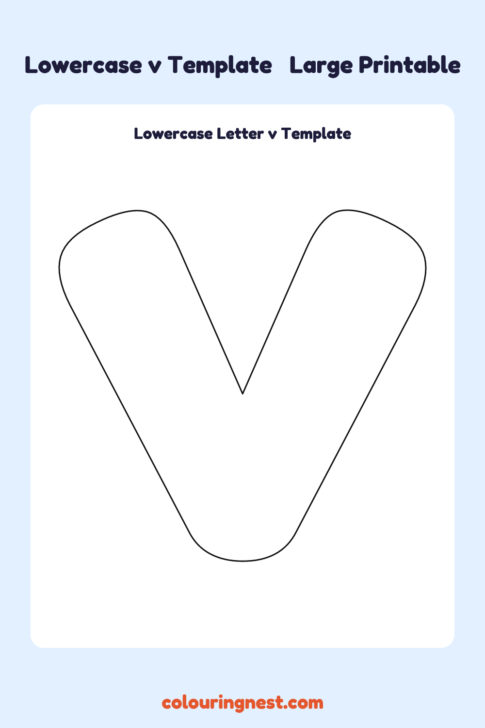 Lowercase Letter v template: large printable lowercase v outline to cut out