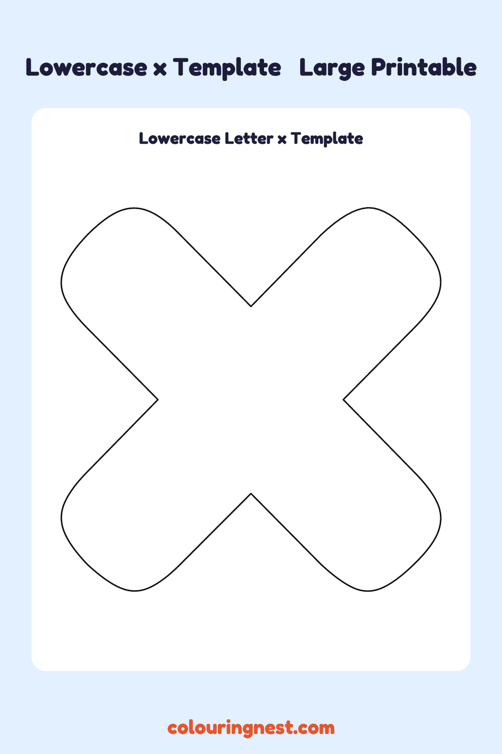 Lowercase Letter x template: large printable lowercase x outline to cut out