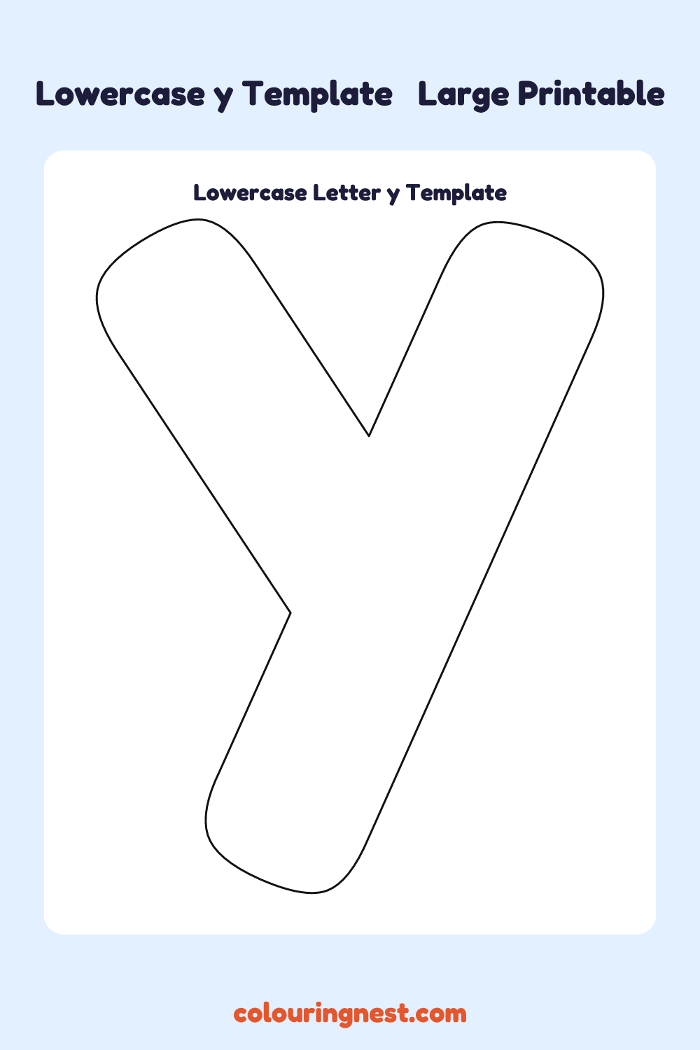 Lowercase Letter y template: large printable lowercase y outline to cut out