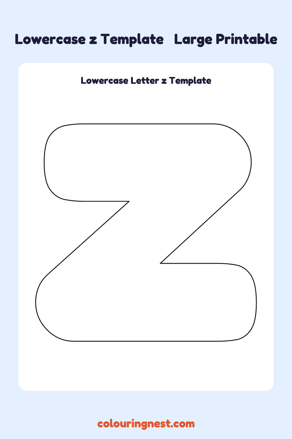 Lowercase Letter z template: large printable lowercase z outline to cut out