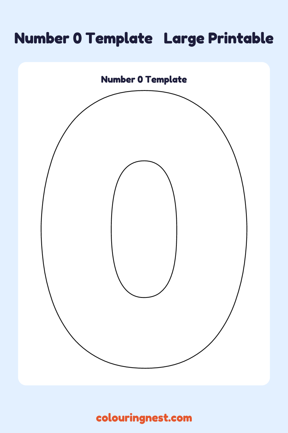 Number 0 template: large printable Number 0 outline to cut out