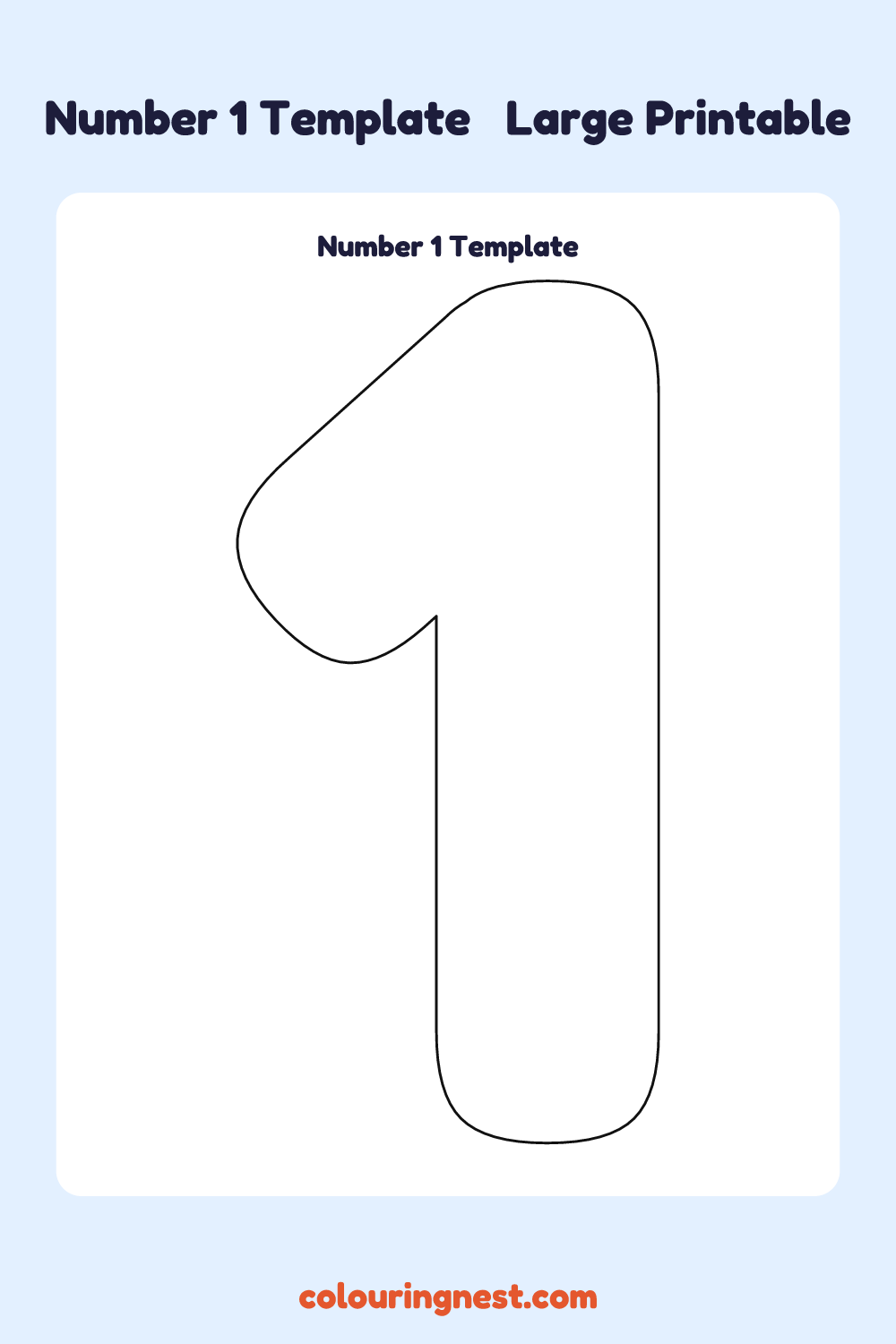 Number 1 template: large printable Number 1 outline to cut out