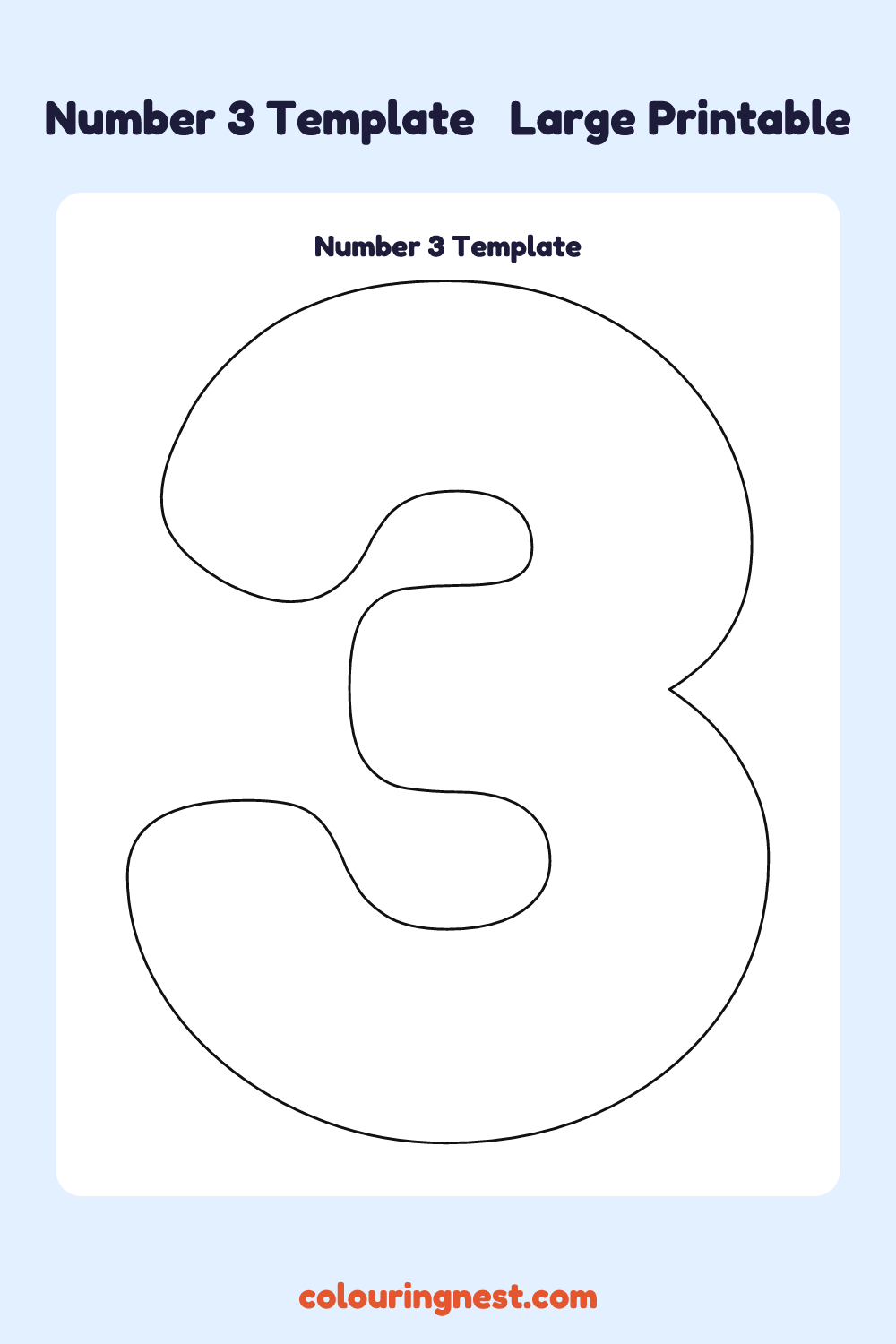Number 3 template: large printable Number 3 outline to cut out