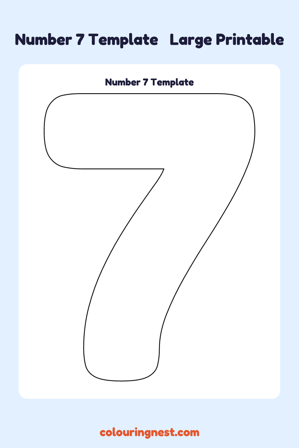 Number 7 template: large printable Number 7 outline to cut out