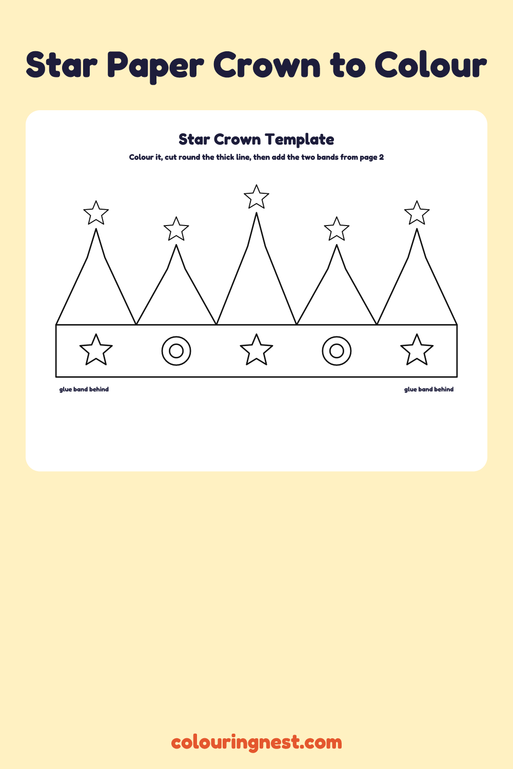 Star paper crown template to colour and cut out