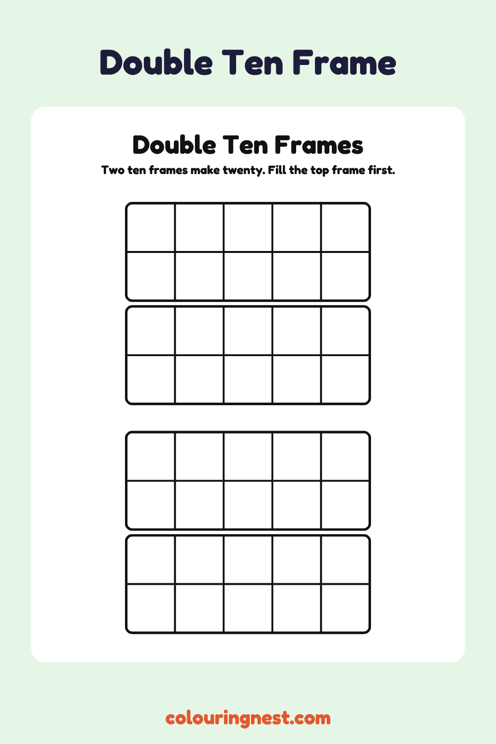 Double Ten Frames: free printable maths chart from Colouring Nest