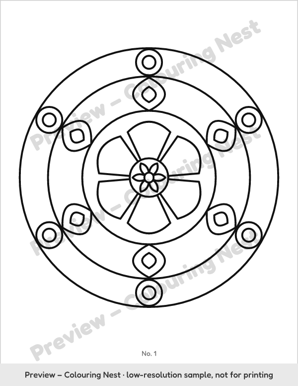 Sample page: a simple mandala with thick lines