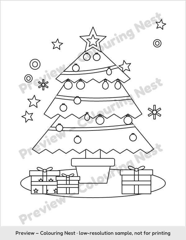 Sample page: a Christmas tree to color