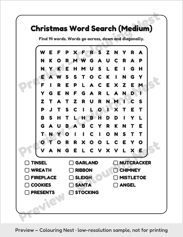 Sample page: a Christmas word search