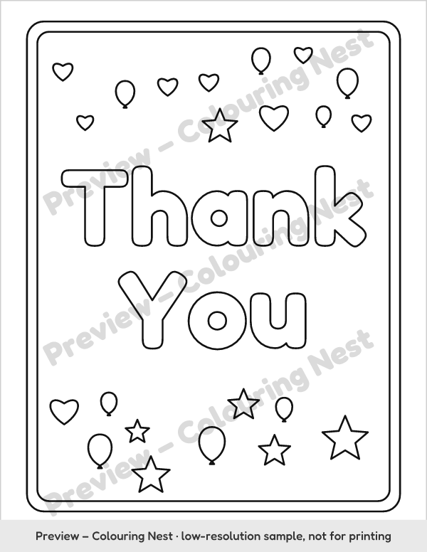 Sample page: Thank You in bubble letters