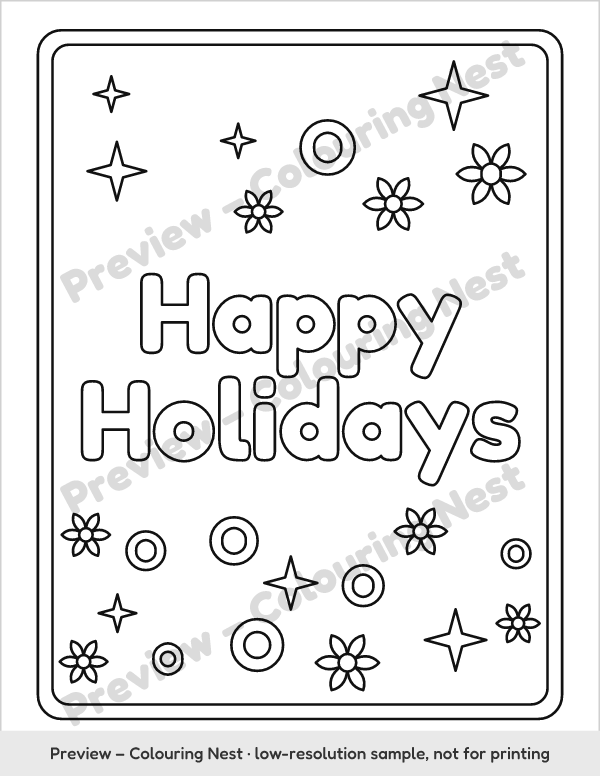 Sample page: Happy Holidays in bubble letters
