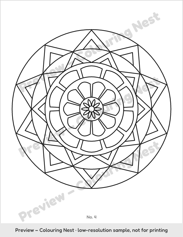 Sample page: an easy mandala with large shapes