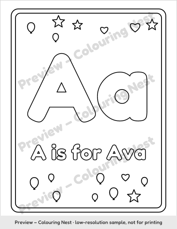Sample page: A is for Ava letter page
