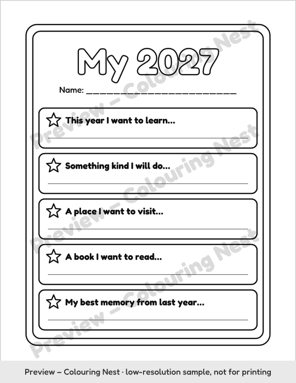 Sample page: the My 2027 goals sheet