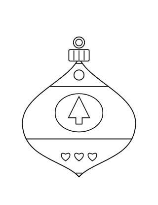 Adorno navideño para colorear n.º 1: un adorno en forma de cebolla con franjas decoradas