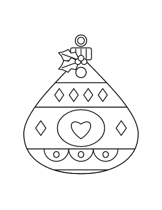 Adorno navideño para colorear n.º 2: un adorno en forma de gota con franjas decoradas
