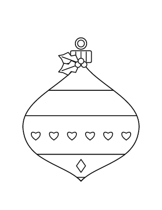 Adorno navideño para colorear n.º 3: un adorno en forma de cebolla con franjas decoradas
