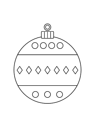 Adorno navideño para colorear n.º 5: una bola redonda con franjas decoradas