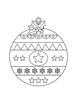 Adorno navideño para colorear n.º 7: una bola redonda con franjas decoradas