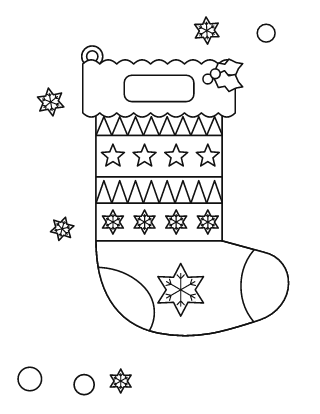 Bota navideña para colorear n.º 2, con etiqueta para el nombre