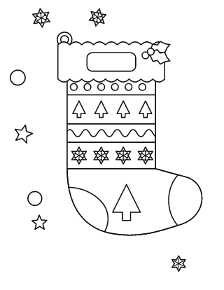 Bota navideña para colorear n.º 3, con etiqueta para el nombre
