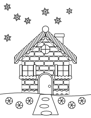Casita de jengibre para colorear n.º 2, con glaseado y caramelos