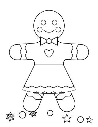 Niña de jengibre para colorear: una niña de jengibre con falda