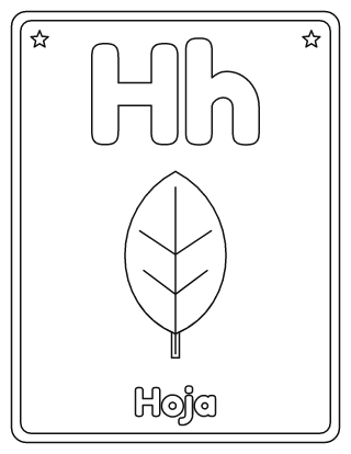 Letra H para colorear: H mayúscula, h minúscula y una hoja