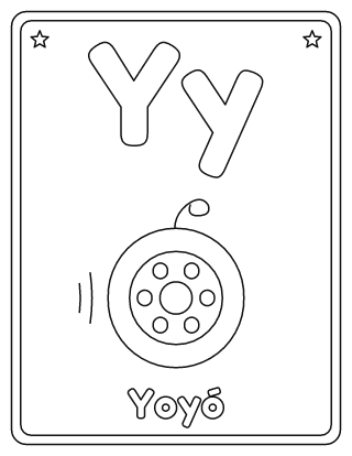 Letra Y para colorear: Y mayúscula, y minúscula y un yoyó
