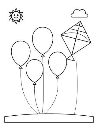 Balloons and Kites Colouring Page