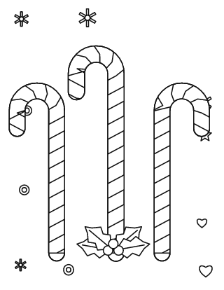 Three Candy Canes Coloring Page